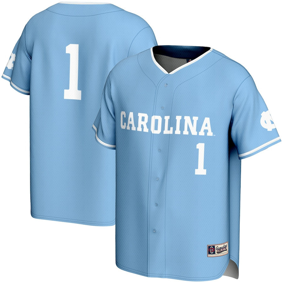 Drinkwearmerch #1 North Carolina Tar Heels Baseball Jersey - Carolina Blue Men Jersey