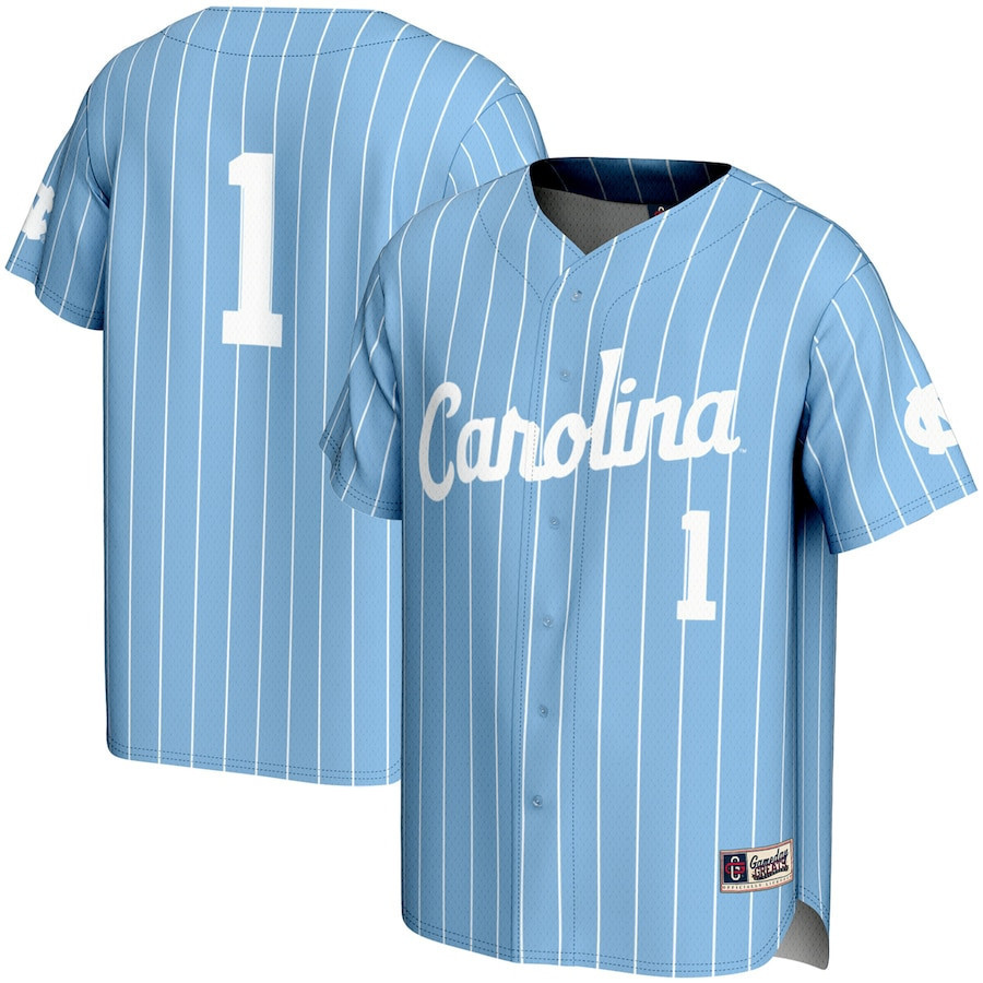 Drinkwearmerch #1 North Carolina Tar Heels Baseball Men Jersey - Carolina Blue