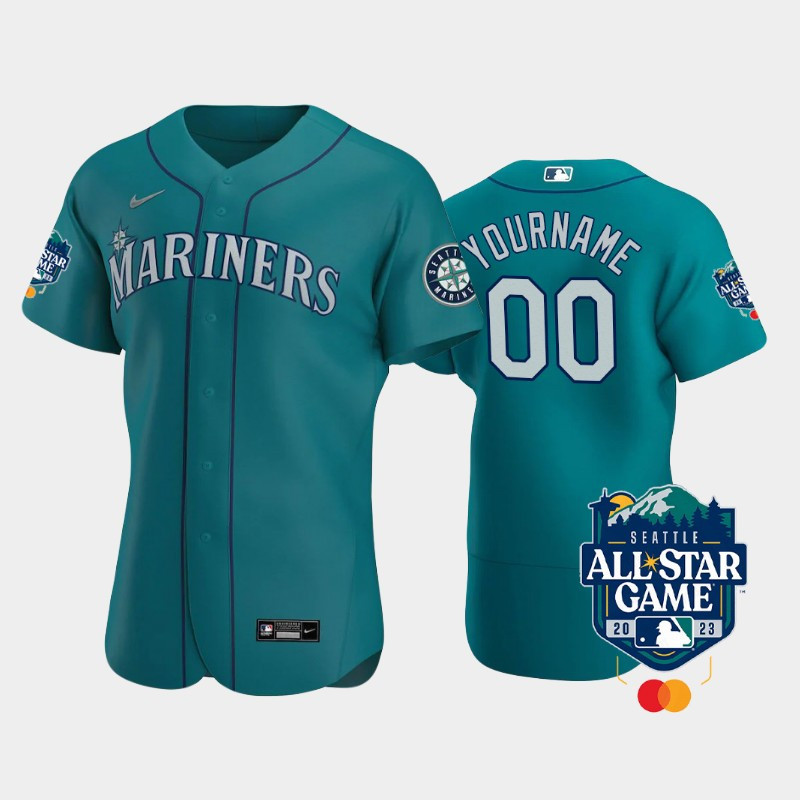 Drinkwearmerch 2023 All-Star Game Seattle Mariners 00 Custom Aqua Jersey