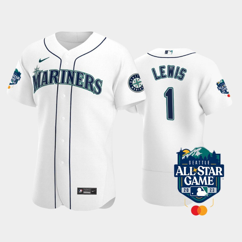 Drinkwearmerch 2023 All-Star Game Seattle Mariners 1 Kyle Lewis White Jersey