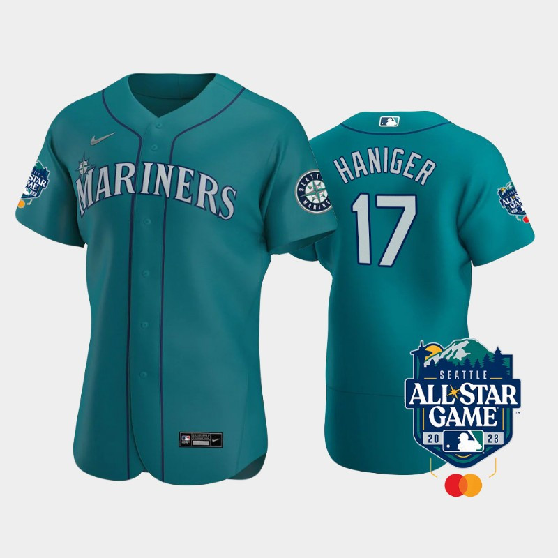 Drinkwearmerch 2023 All-Star Game Seattle Mariners 17 Mitch Haniger Aqua Jersey