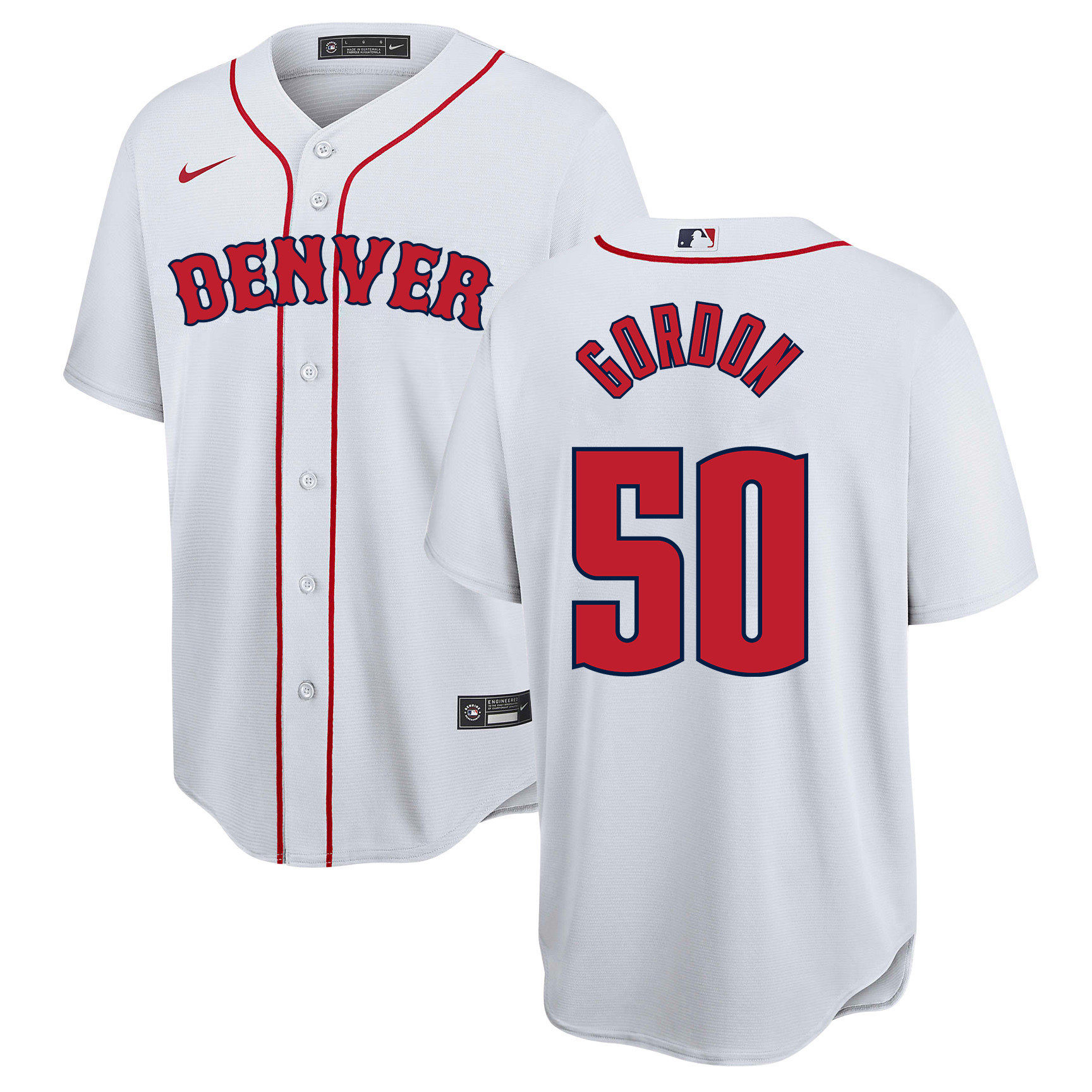 Drinkwearmerch Aaron Gordon 50 Denver Nuggets x Boston Red Sox Baseball Men Jersey - White