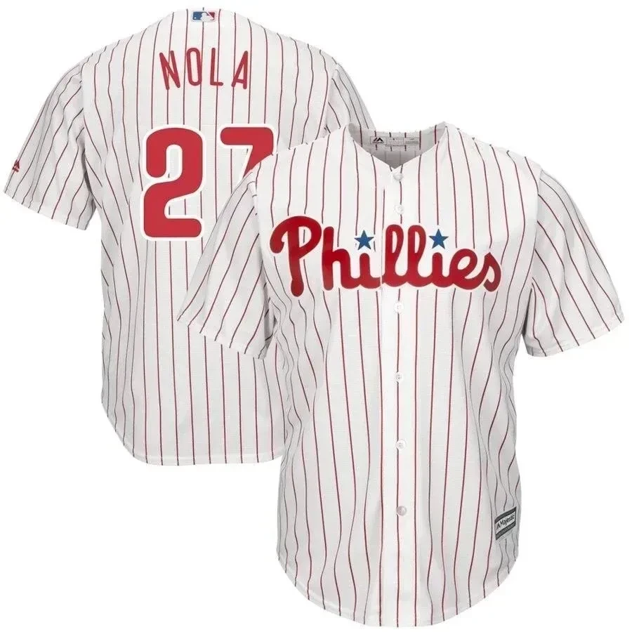 Drinkwearmerch Aaron Nola Philadelphia Phillies Official Cool Base Player Jersey - White