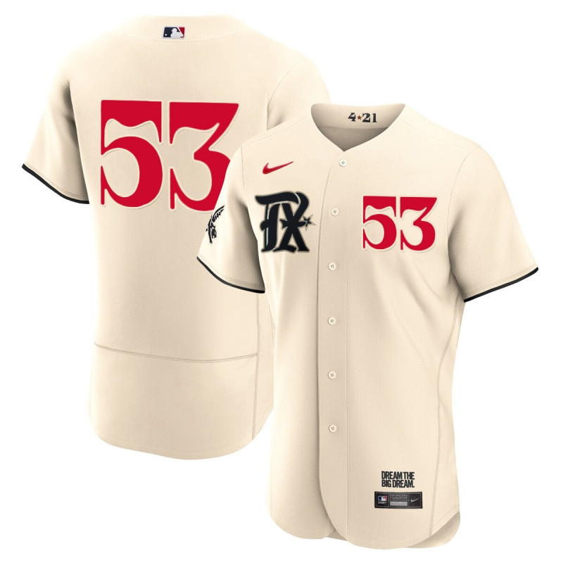 Drinkwearmerch Adolis García 53 Texas Rangers 2023 City Connect Flex Base Elite Jersey - Cream
