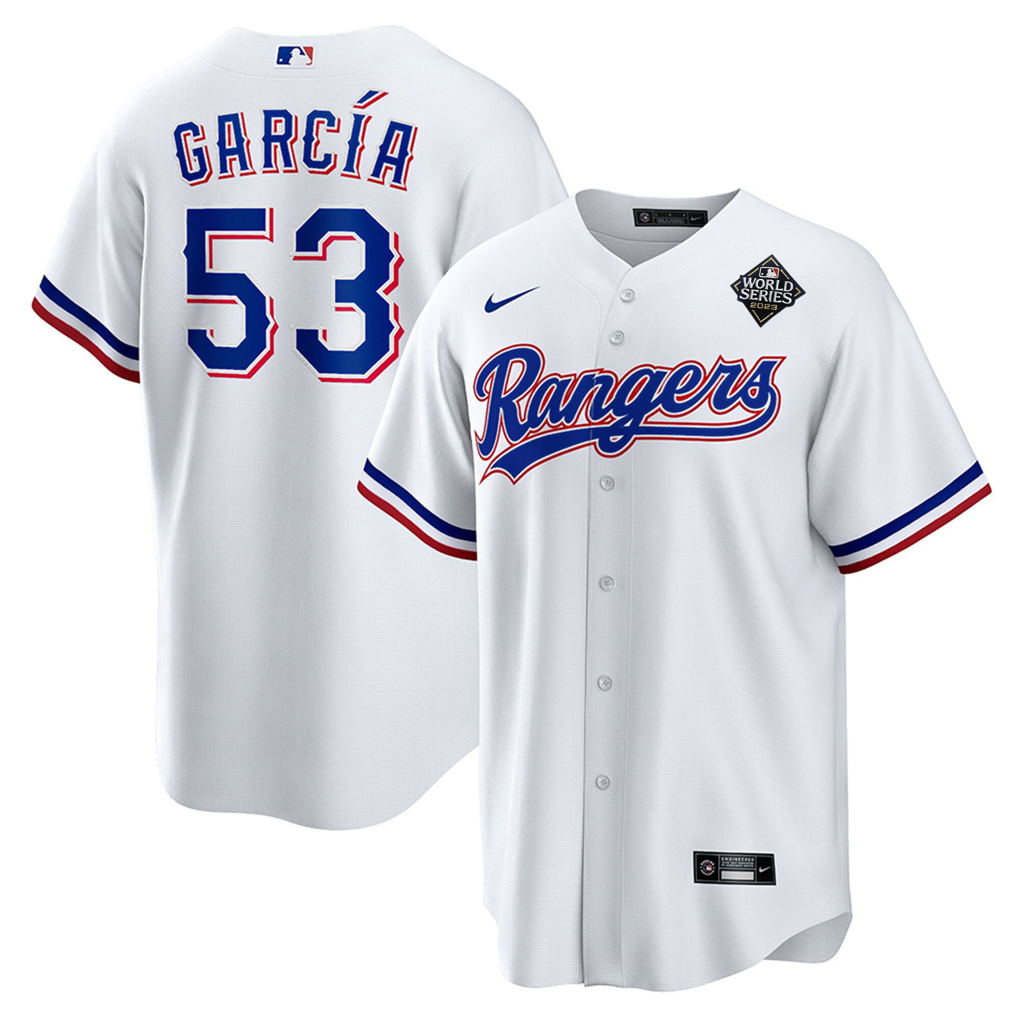 Drinkwearmerch Adolis García 53 Texas Rangers 2023 World Series Stitched Baseball Jersey - White