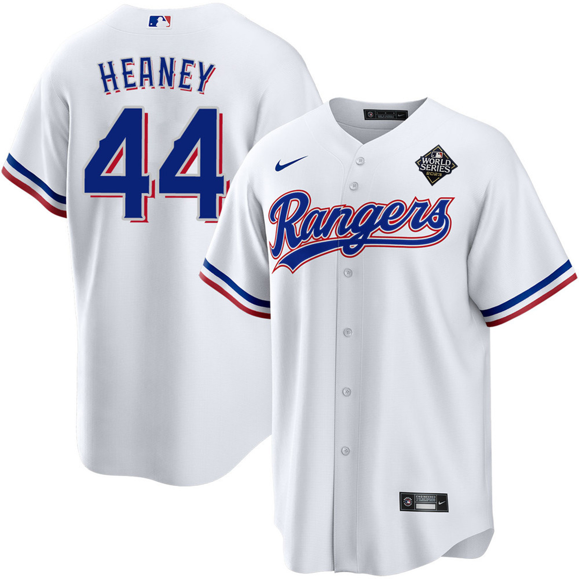 Drinkwearmerch Andrew Heaney 44 Texas Rangers 2023 World Series Stitched Baseball Jersey - White