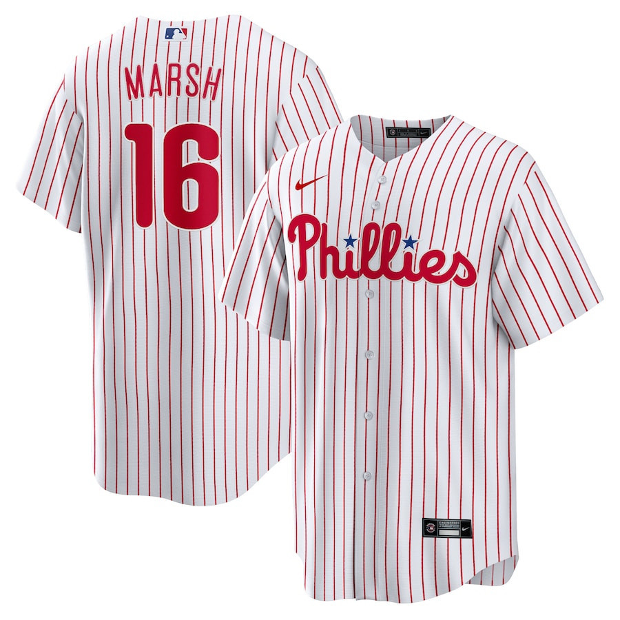 Drinkwearmerch Brandon Marsh 16 Philadelphia Phillies Men Jersey - White