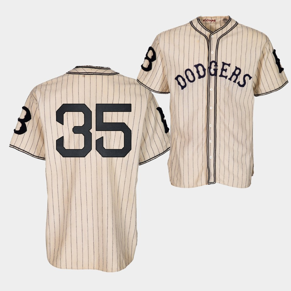 Drinkwearmerch Brooklyn Dodgers Cody Bellinger 1933 Heritage 35 Gold Pinstripe Jersey