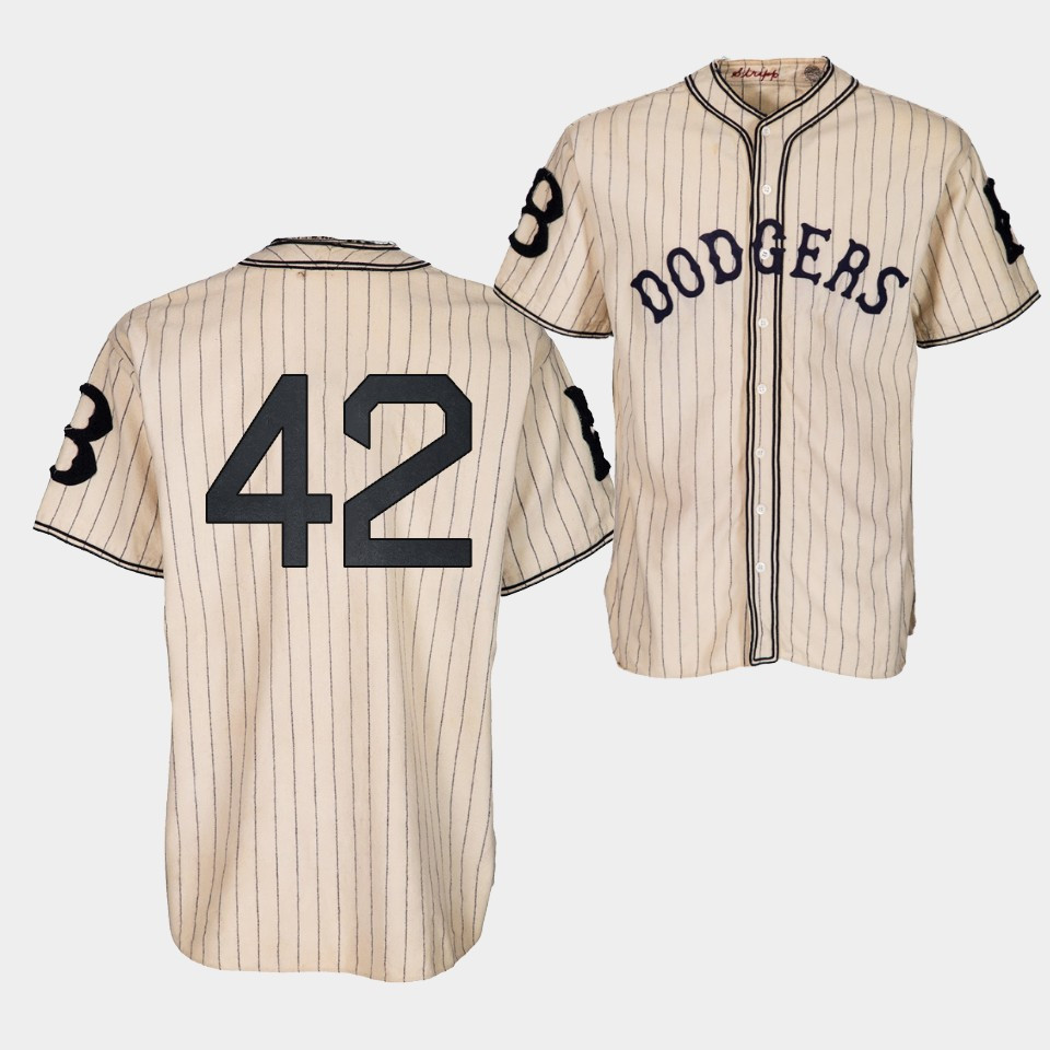 Drinkwearmerch Brooklyn Dodgers Jackie Robinson 1933 Heritage 42 Gold Pinstripe Jersey