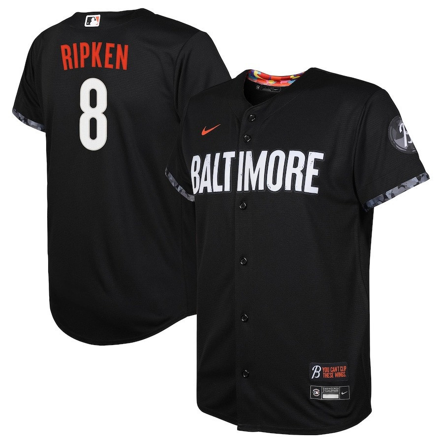 Drinkwearmerch Cal Ripken 8 Baltimore Orioles Youth 2023 City Connect Jersey - Black