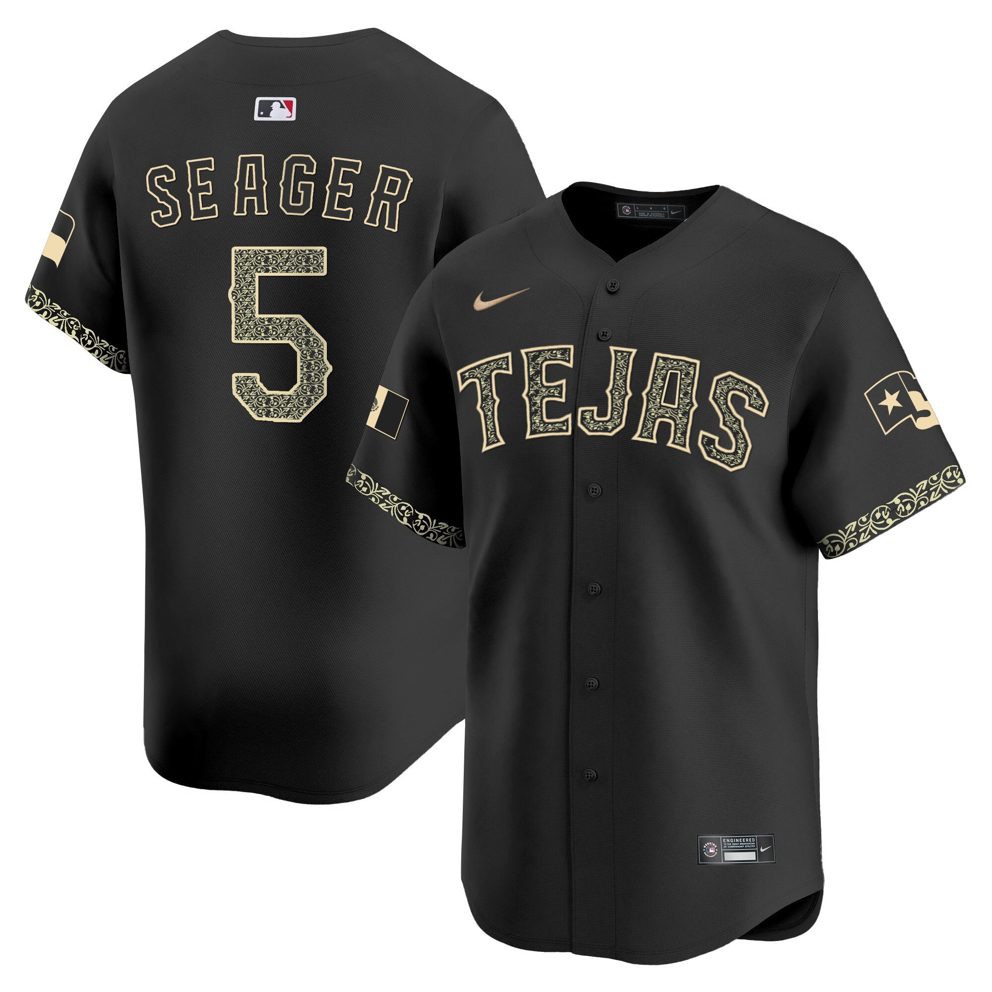 Drinkwearmerch Corey Seager 5 Texas Ranger Mexico Men Jersey - Black Heritage