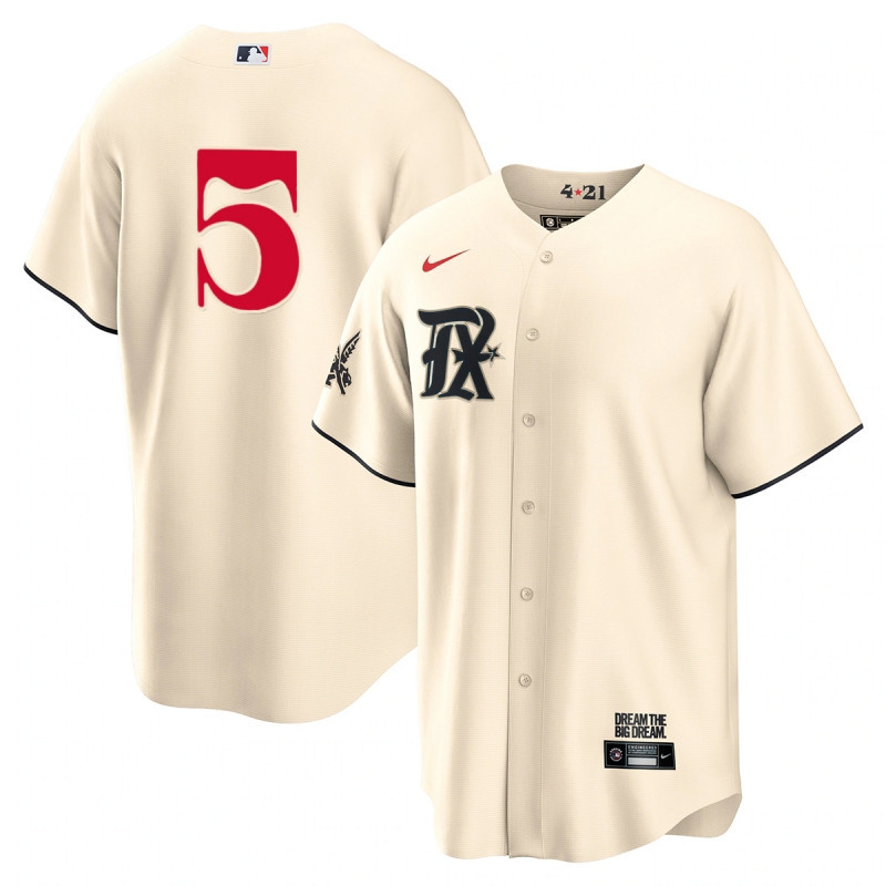 Drinkwearmerch Corey Seager 5 Texas Rangers 2023 City Connect Cool Base Game Jersey - Cream