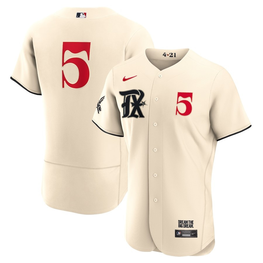 Drinkwearmerch Corey Seager 5 Texas Rangers 2023 City Connect Player Elite Jersey - Cream