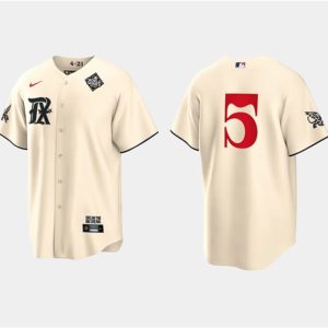 Drinkwearmerch Corey Seager 5 Texas Rangers 2023 World Series Cool Base Stitched Baseball Jersey - Cream