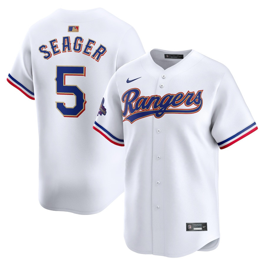 Drinkwearmerch Corey Seager 5 Texas Rangers 2024 Gold Collection Jersey - White
