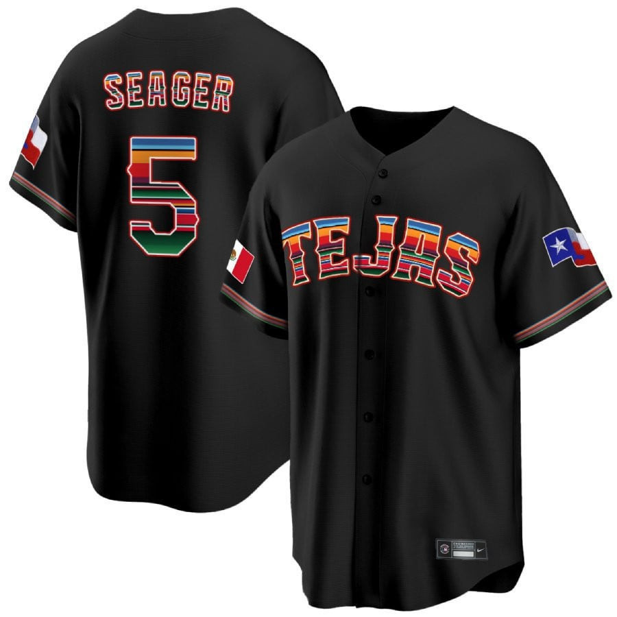Drinkwearmerch Corey Seager 5 Texas Rangers Mexican Collection Baseball Men Jersey - Black