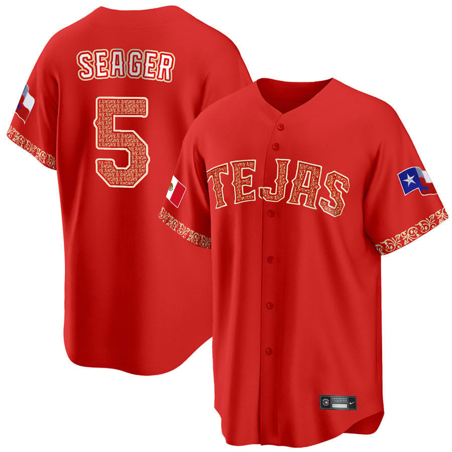 Drinkwearmerch Corey Seager 5 Texas Rangers Mexican Collection Baseball Men Jersey - Red