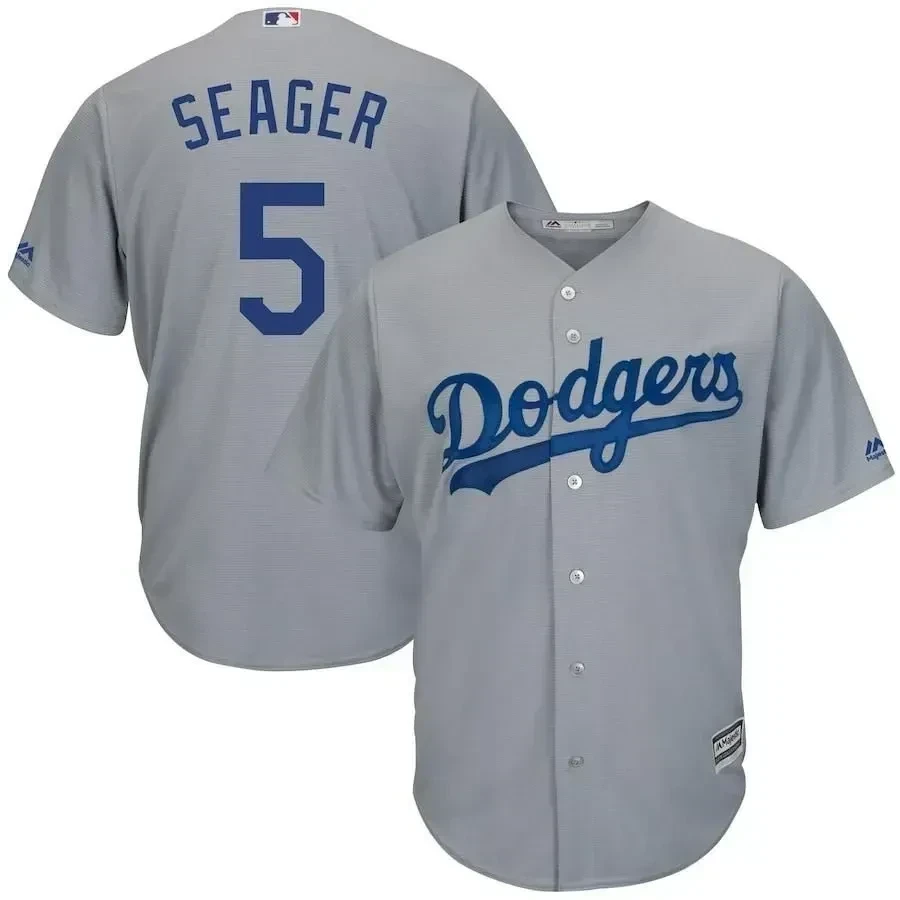 Drinkwearmerch Corey Seager Los Angeles Dodgers Road Official Cool Base Player Jersey - Gray Color
