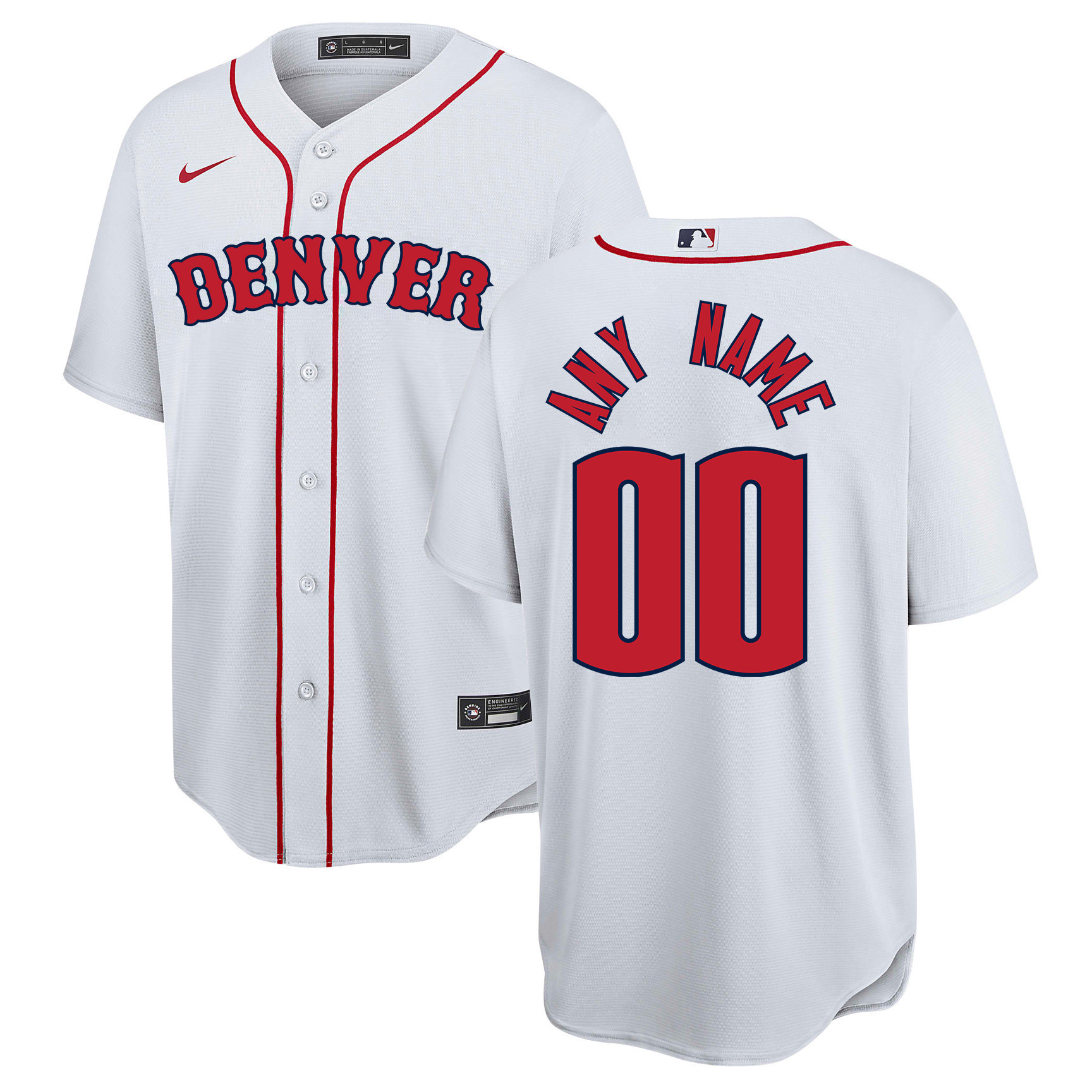 Drinkwearmerch Denver Nuggets x Boston Red Sox Baseball Men Custom Jersey - White
