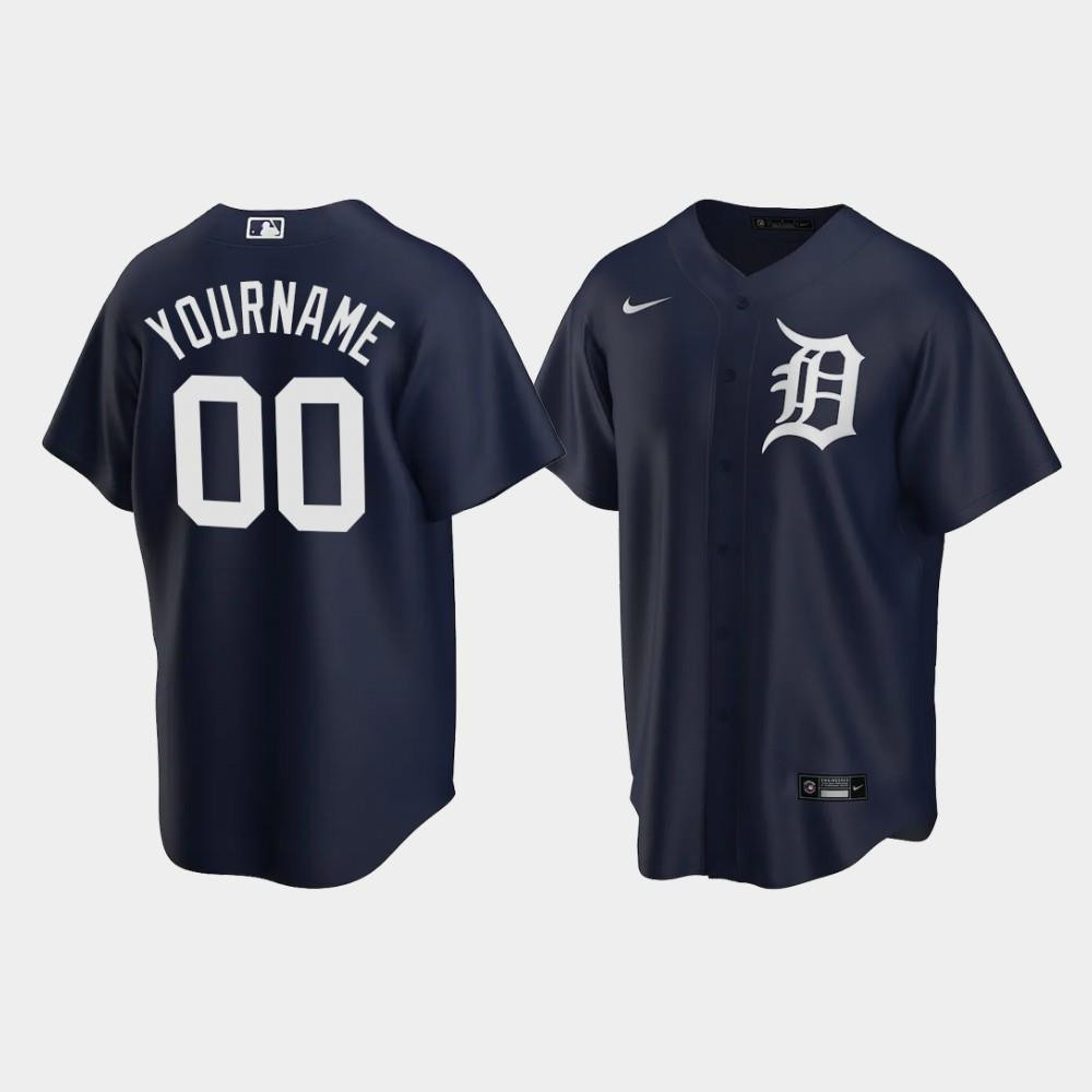 Drinkwearmerch Detroit Tigers Custom Alternate Men's Jersey - Navy Jersey