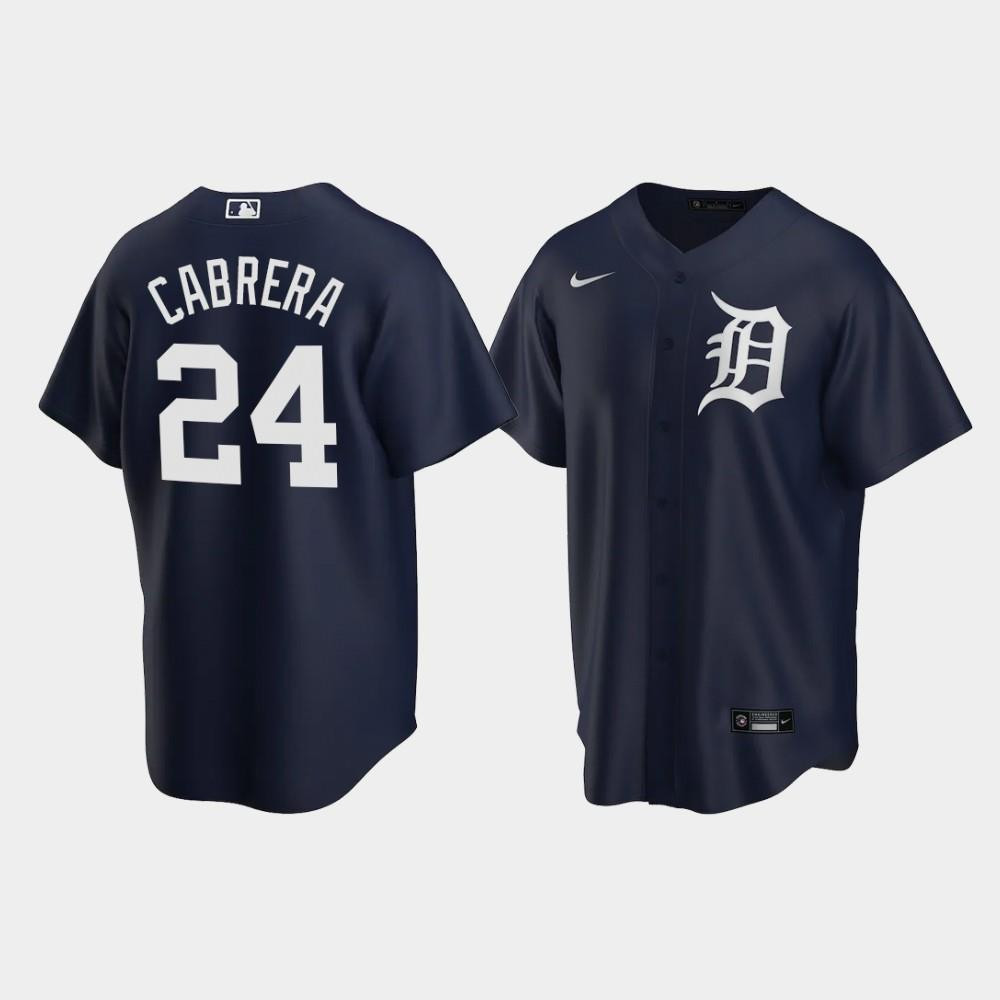 Drinkwearmerch Detroit Tigers Miguel Cabrera 24 Alternate Men's Jersey - Navy Jersey