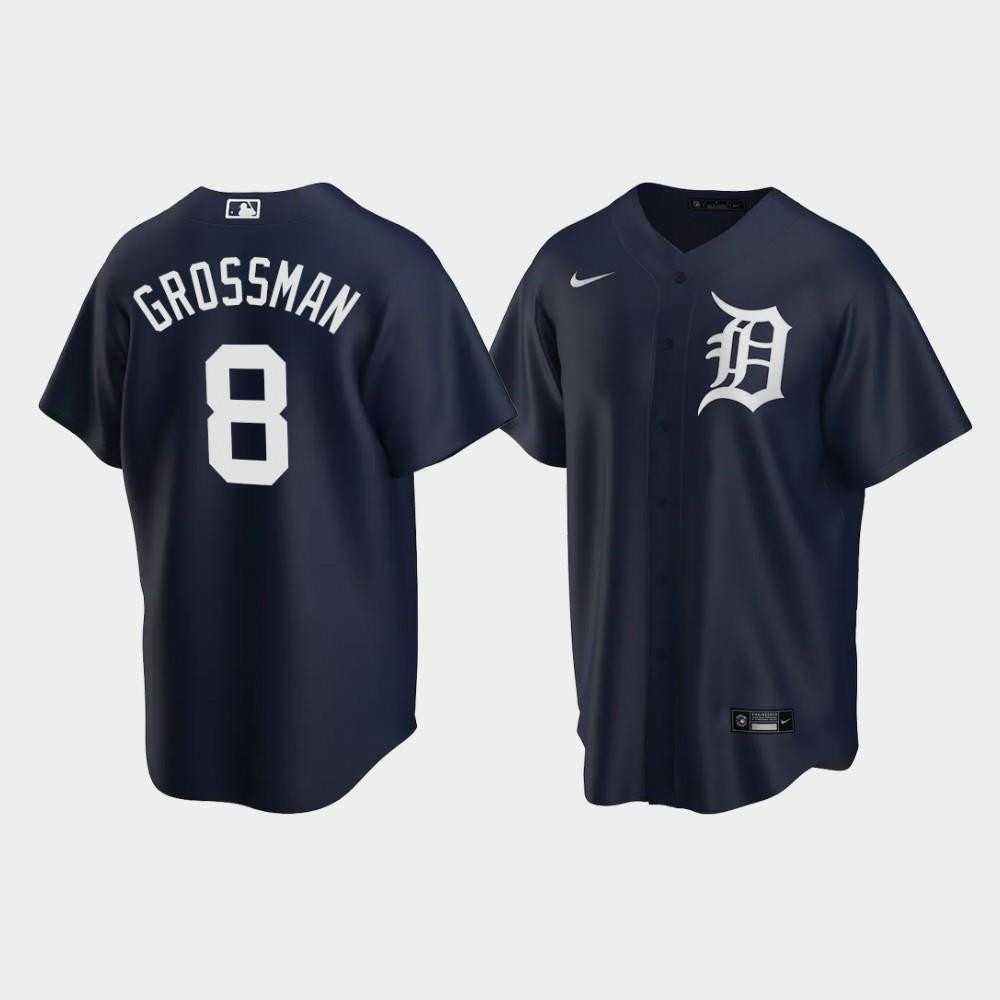 Drinkwearmerch Detroit Tigers Robbie Grossman 8 Alternate Men's Jersey - Navy Jersey