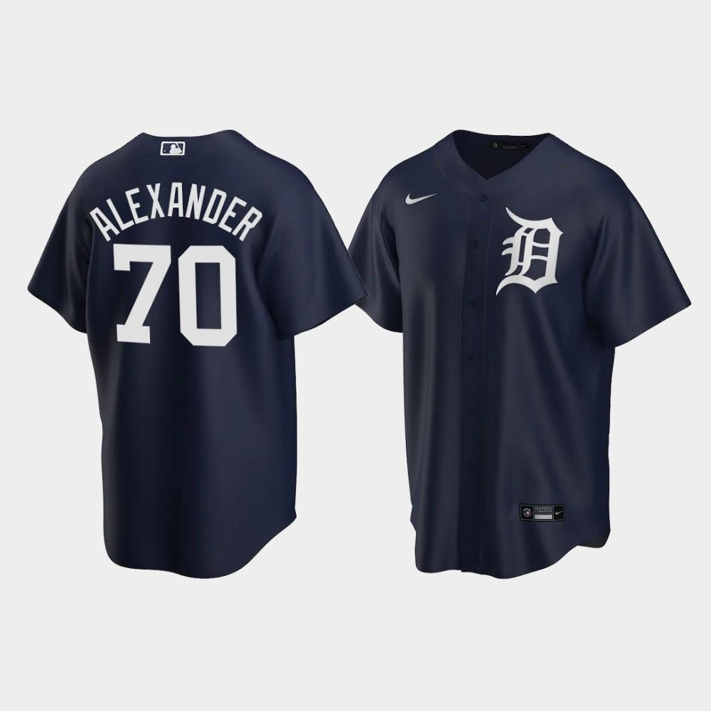 Drinkwearmerch Detroit Tigers Tyler Alexander 70 Alternate Men's Jersey - Navy Jersey
