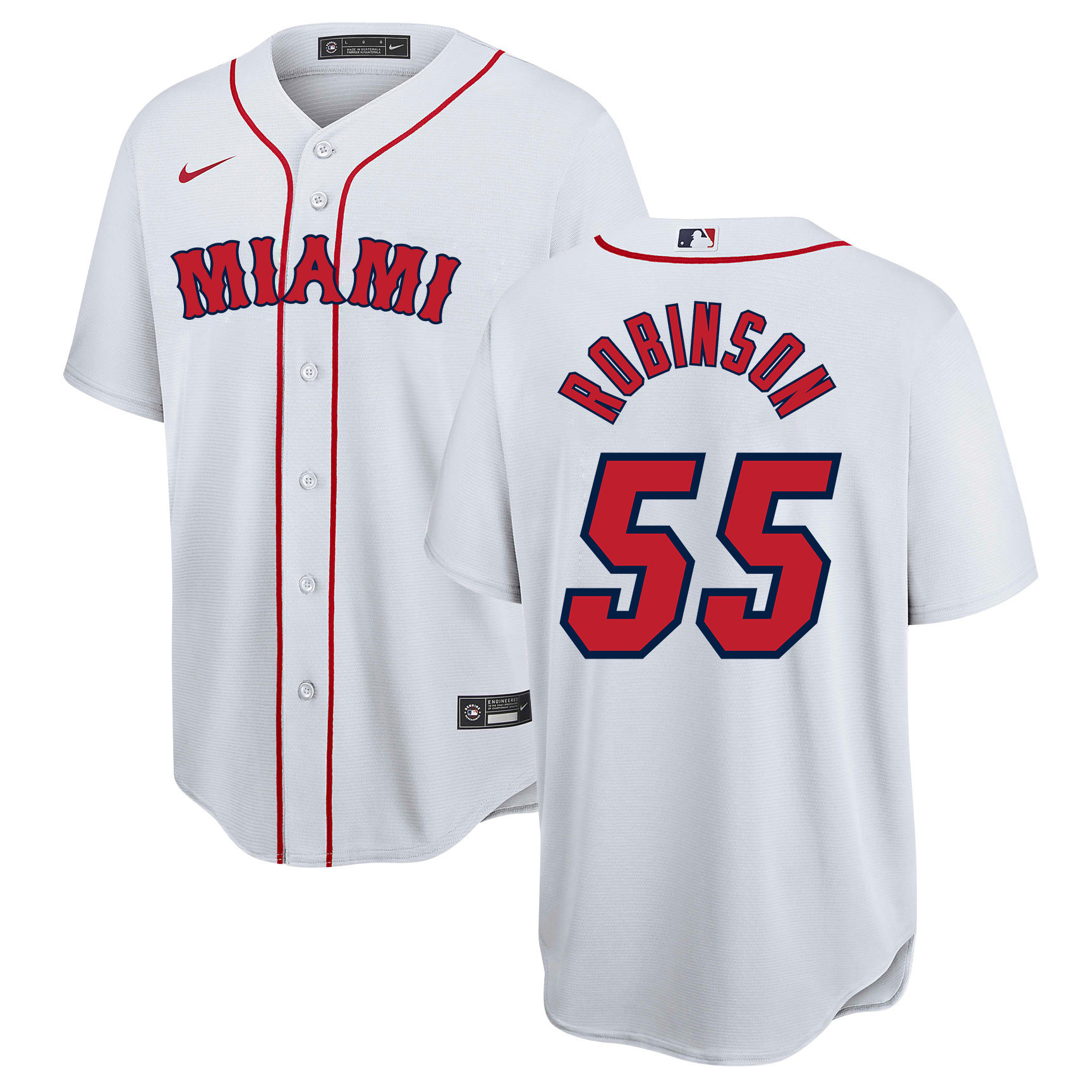 Drinkwearmerch Duncan Robinson 55 Miami Heat x Boston Red Sox Baseball Men Jersey - White