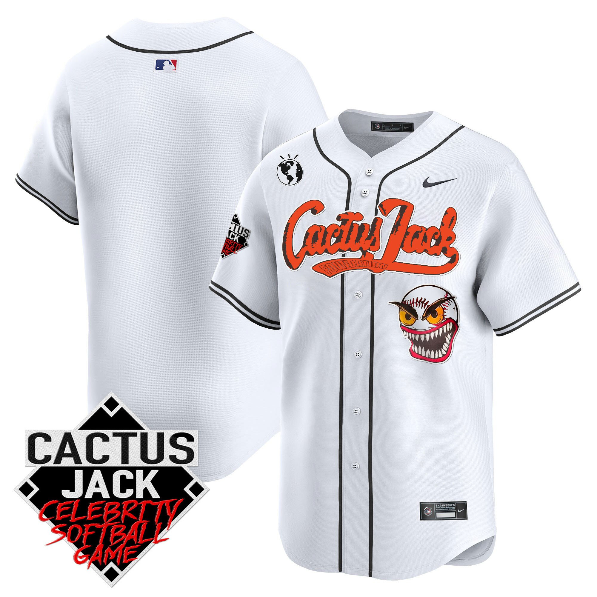 Drinkwearmerch Houston Astros Cactus Jack Celebrity Softball Game Patch Men Jersey - White