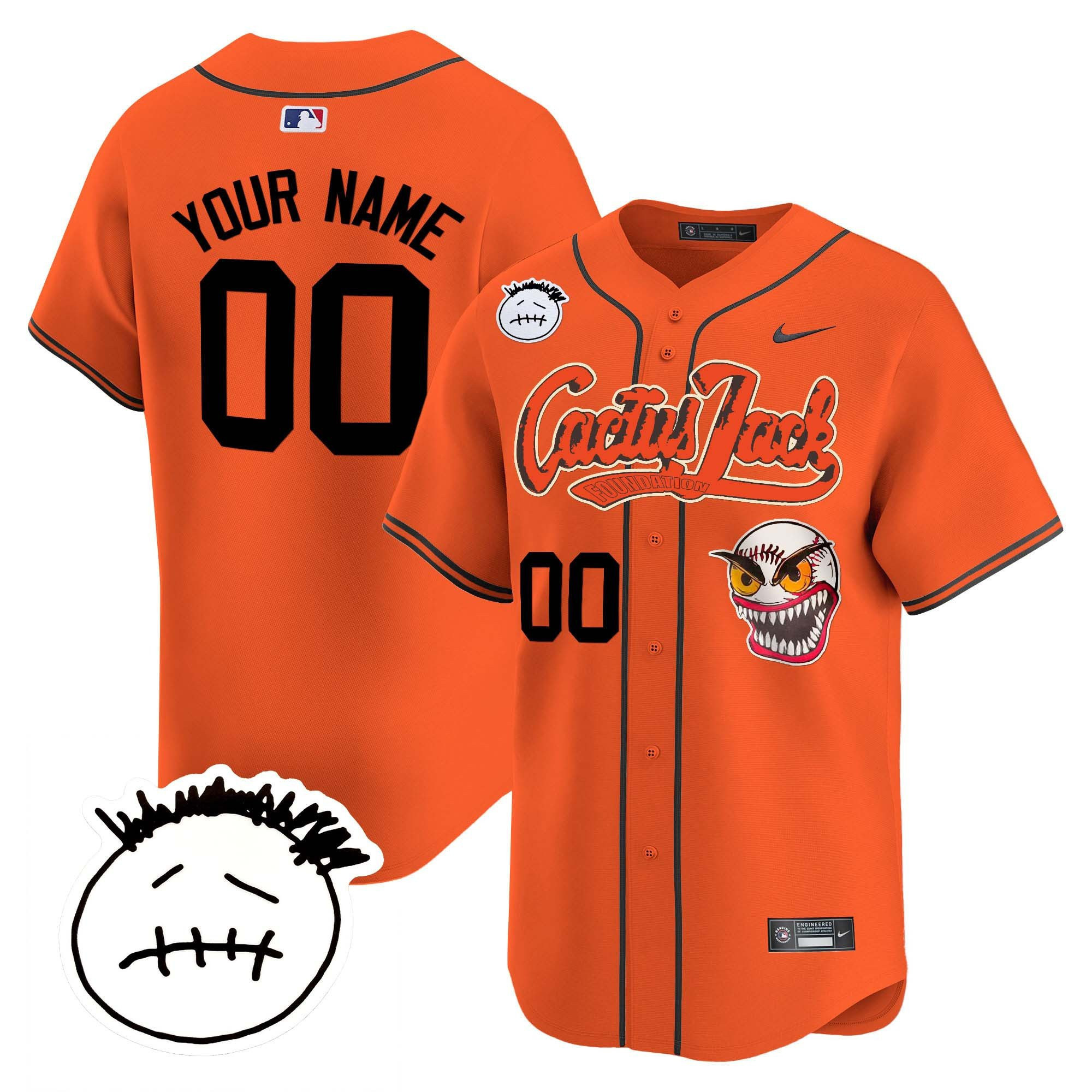 Drinkwearmerch Houston Astros Cactus Jack Patch V3 Custom Men Jersey - Orange