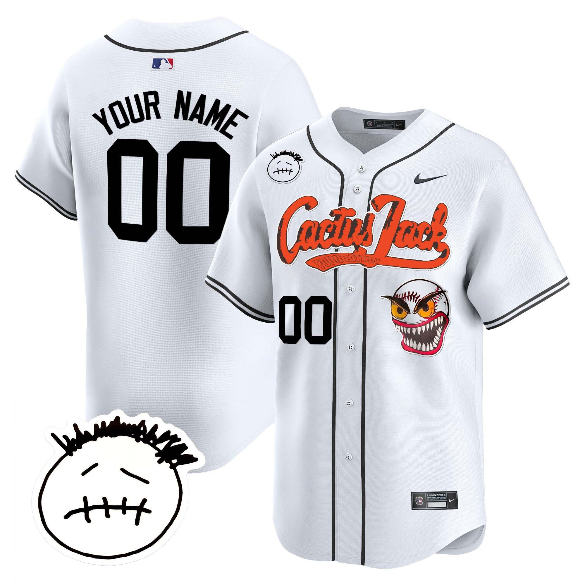 Drinkwearmerch Houston Astros Cactus Jack Patch V3 Custom Men Jersey - White