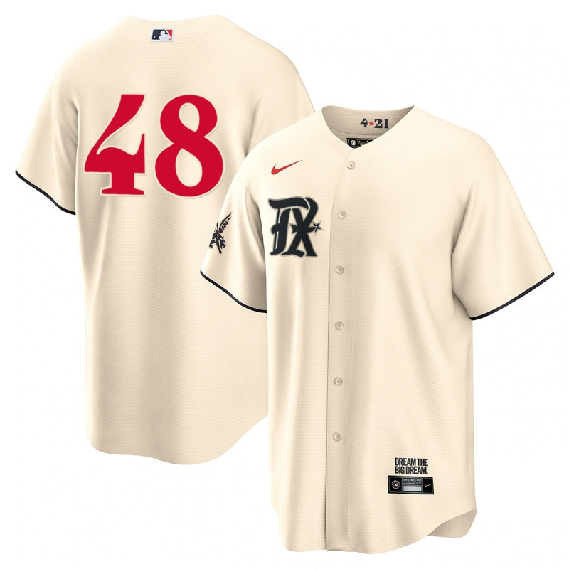 Drinkwearmerch Jacob Degrom 48 Texas Rangers 2023 City Connect Cool Base Game Jersey - Cream