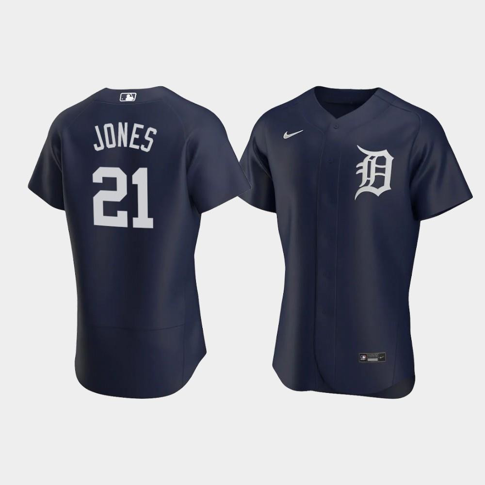 Drinkwearmerch JaCoby Jones 21 Detroit Tigers Team Logo Navy Alternate Jersey Jersey