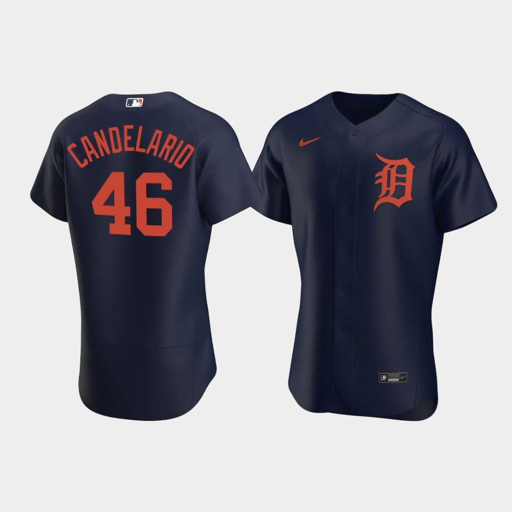 Drinkwearmerch Jeimer Candelario 46 Detroit Tigers Navy Alternate Jersey Jersey