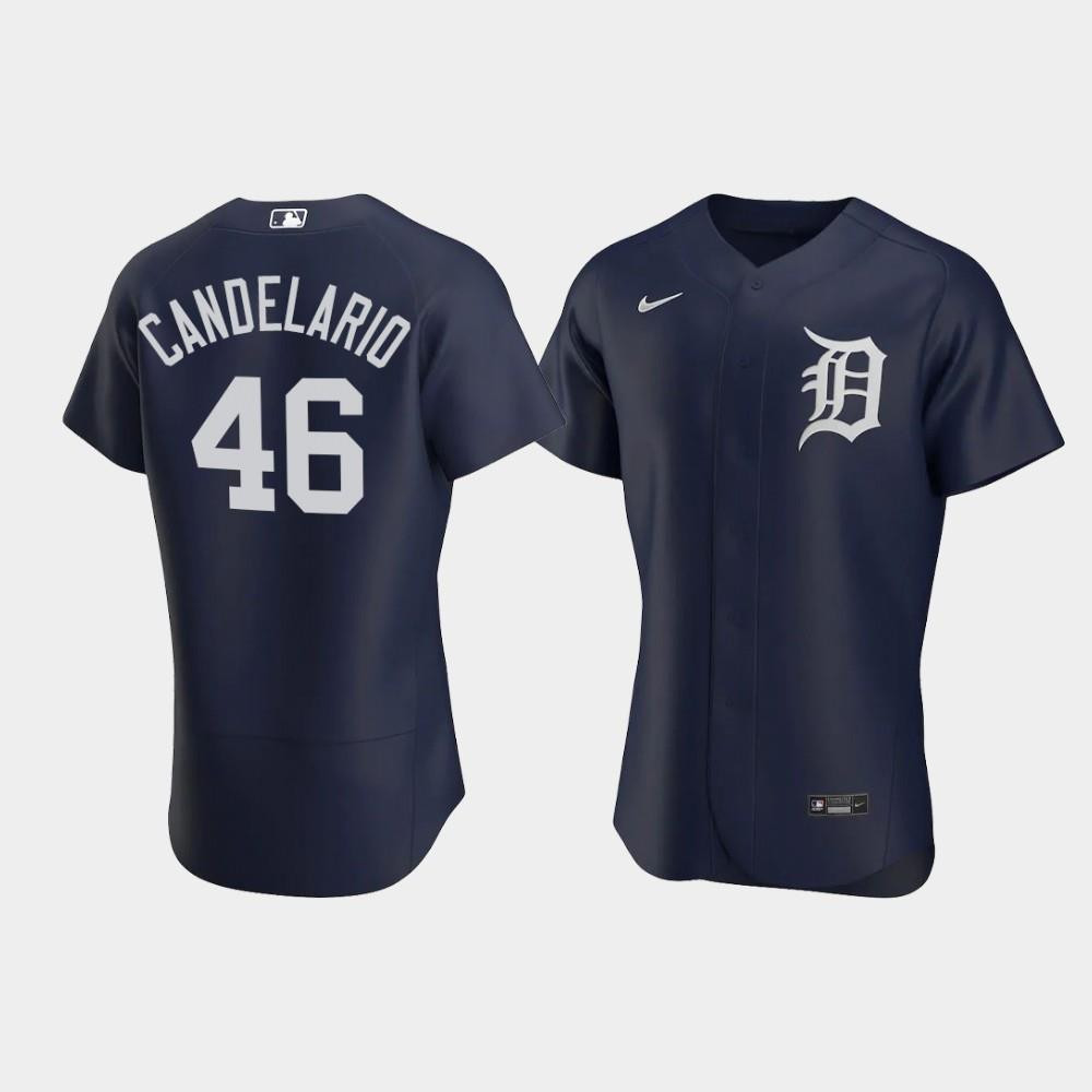 Drinkwearmerch Jeimer Candelario 46 Detroit Tigers Team Logo Navy Alternate Jersey Jersey