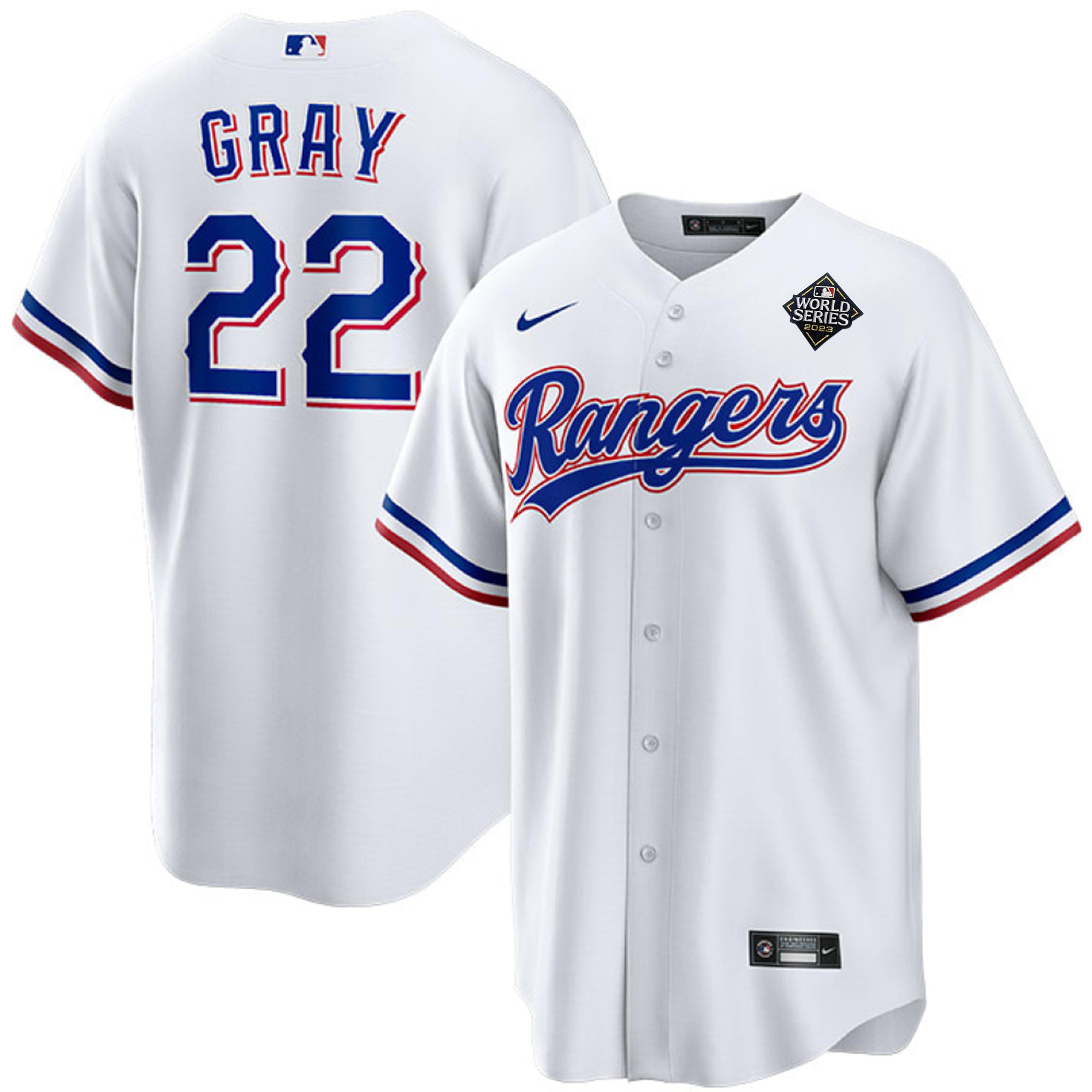 Drinkwearmerch Jon Gray 22 Texas Rangers 2023 World Series Stitched Baseball Jersey - White