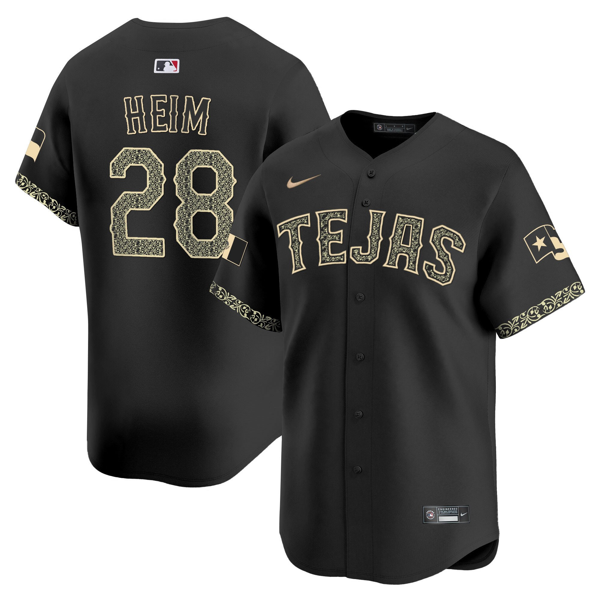 Drinkwearmerch Jonah Heim 28 Texas Ranger Mexico Men Jersey - Black Heritage