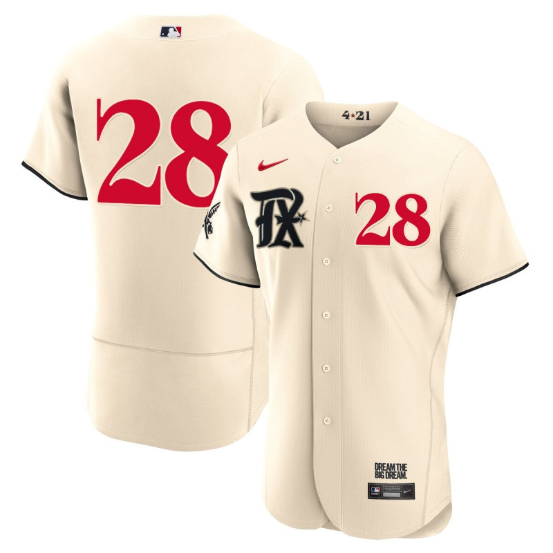 Drinkwearmerch Jonah Heim 28 Texas Rangers 2023 City Connect Flex Base Elite Jersey - Cream