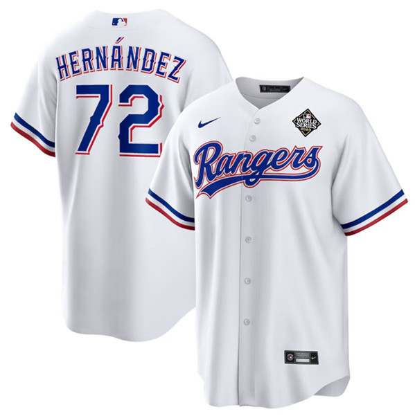 Drinkwearmerch Jonathan Hernández 72 Texas Rangers 2023 World Series Stitched Baseball Jersey - White