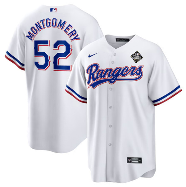 Drinkwearmerch Jordan Montgomery 52 Texas Rangers 2023 World Series Stitched Baseball Jersey - White
