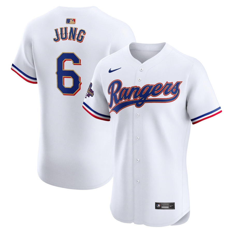 Drinkwearmerch Josh Jung 6 Texas Rangers 2024 Gold Collection ELITE Player Jersey - White