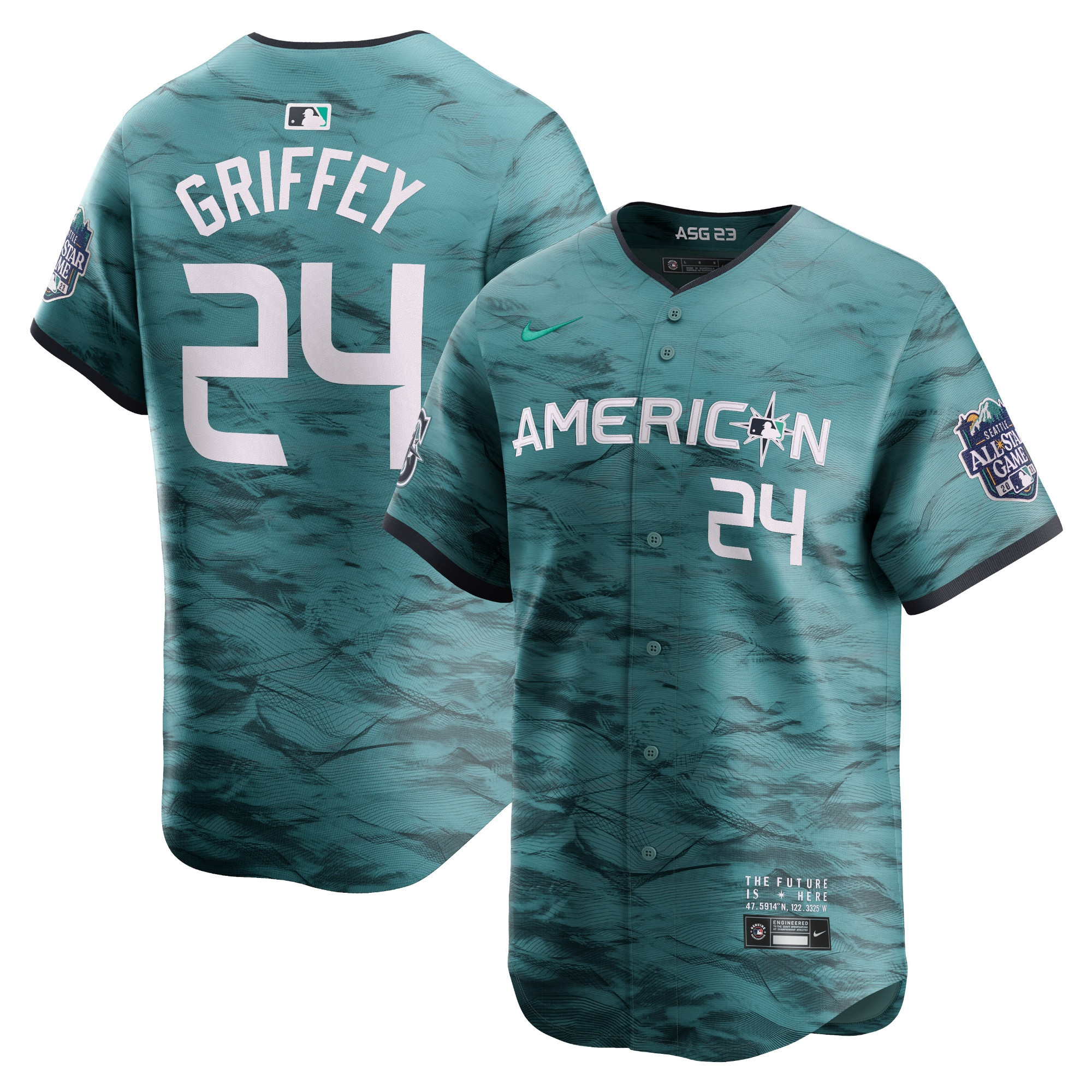Drinkwearmerch Ken Griffey Jr. 24 American League 2023 MLB All-Star Game Jersey - Men Teal