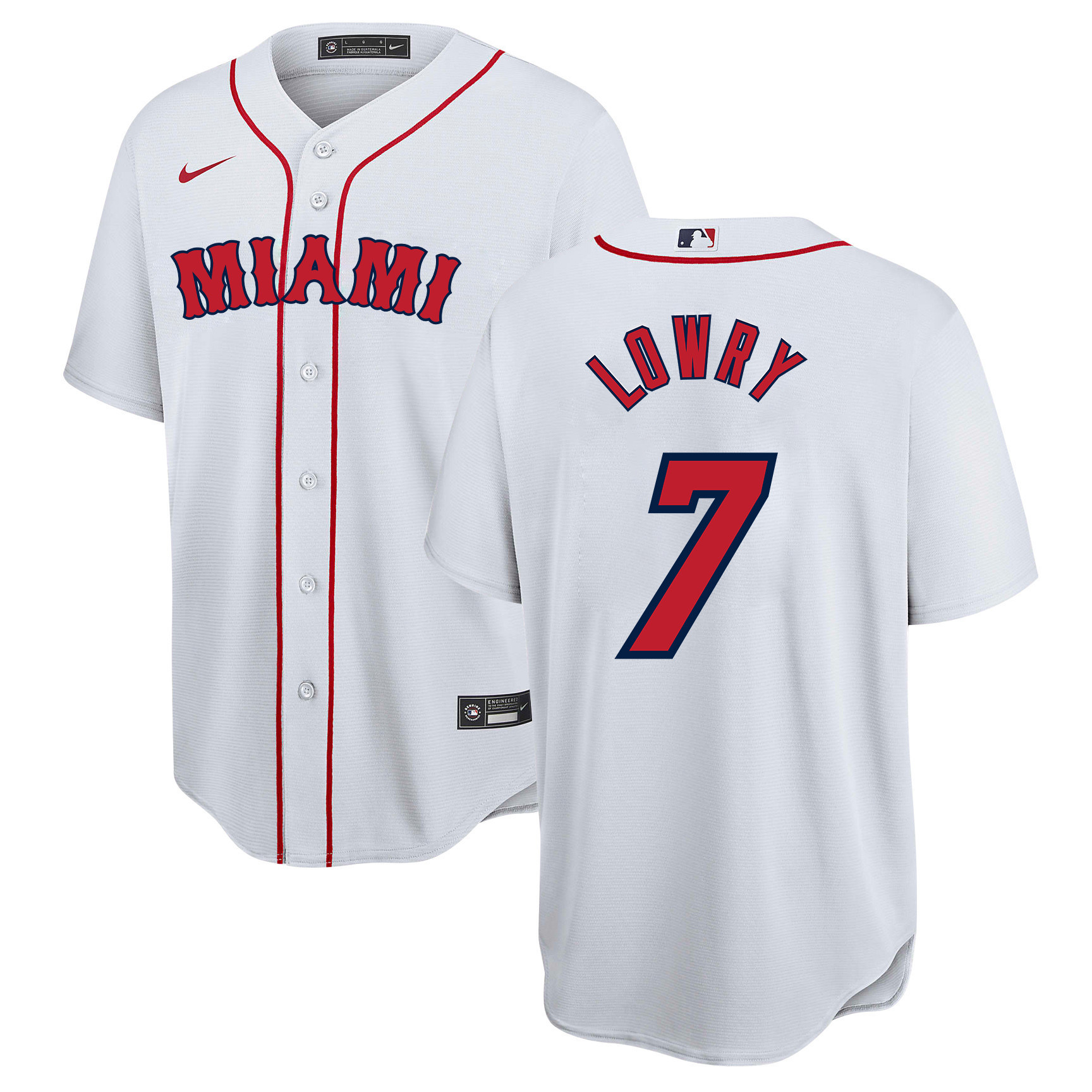 Drinkwearmerch Kyle Lowry 7 Miami Heat x Boston Red Sox Baseball Men Jersey - White