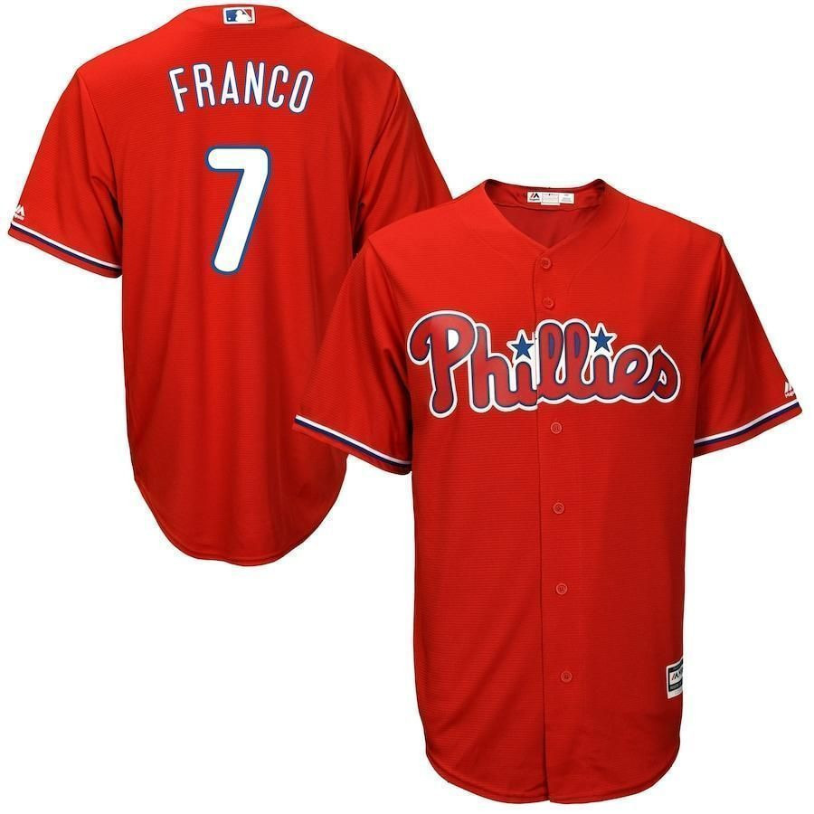 Drinkwearmerch Maikel Franco Philadelphia Phillies Official Cool Base Player Jersey - Scarlet