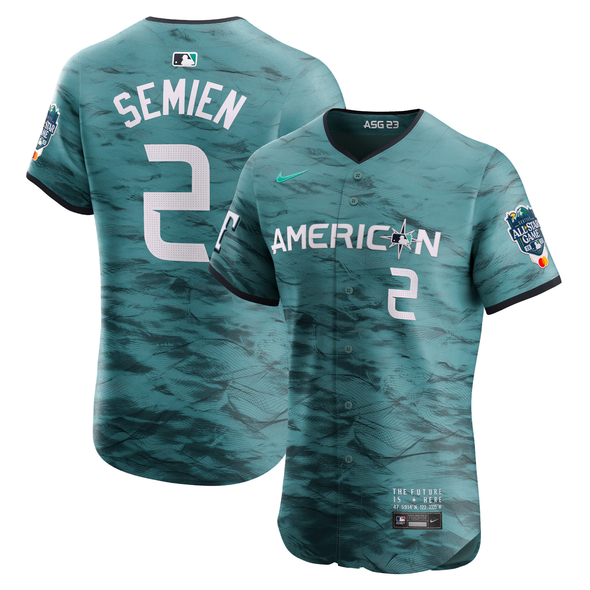 Drinkwearmerch Marcus Semien 2 American League 2023 MLB All-Star Game Vapor Elite Jersey - Teal
