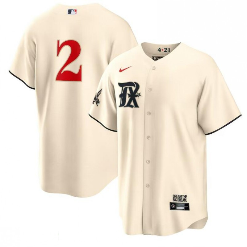 Drinkwearmerch Marcus Semien 2 Texas Rangers 2023 City Connect Cool Base Game Jersey - Cream