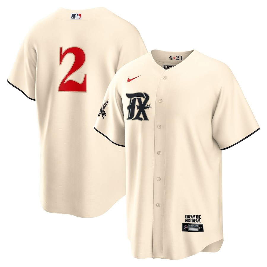 Drinkwearmerch Marcus Semien 2 Texas Rangers 2023 City Connect Player Jersey - Cream