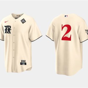 Drinkwearmerch Marcus Semien 2 Texas Rangers 2023 World Series Cool Base Stitched Baseball Jersey - Cream