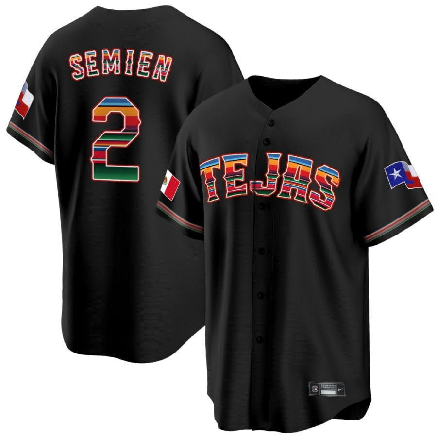 Drinkwearmerch Marcus Semien 2 Texas Rangers Mexican Collection Baseball Men Jersey - Black