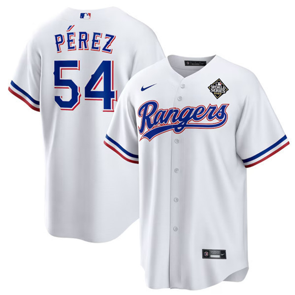 Drinkwearmerch Martín Pérez 54 Texas Rangers 2023 World Series Stitched Baseball Jersey - White